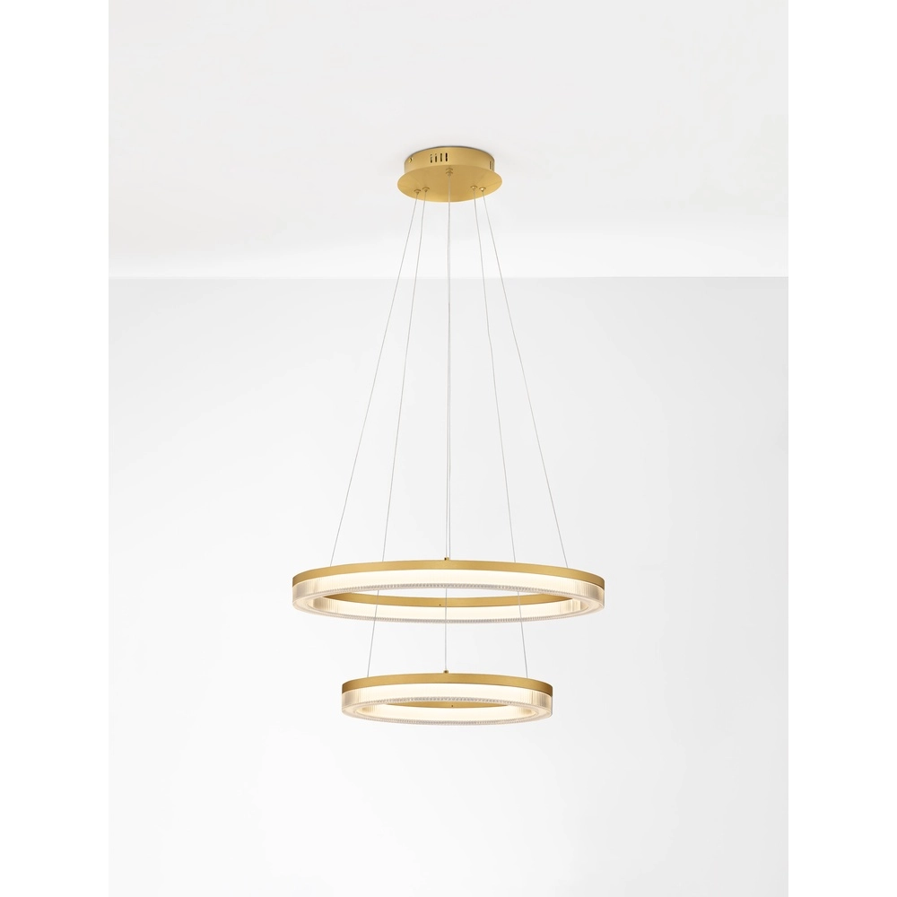 Gouden hanglamp Luana 2-lichts
