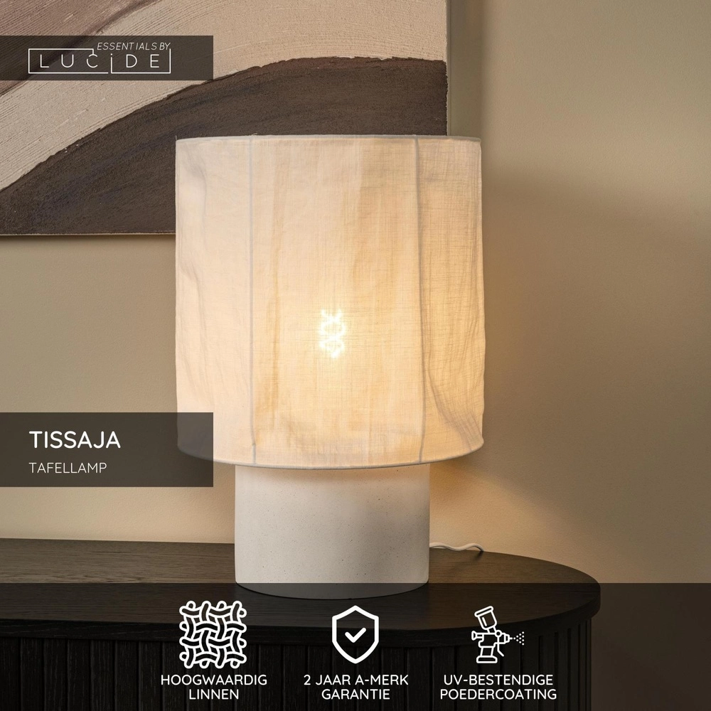 Tafellamp Tissaja Ø 35cm wit Lucide 5411212061621