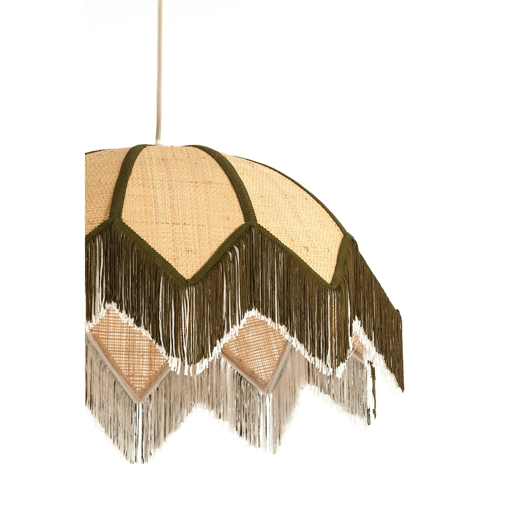Ø 55cm hanglamp Sulina raffia met groen Light & Living 8717807762414