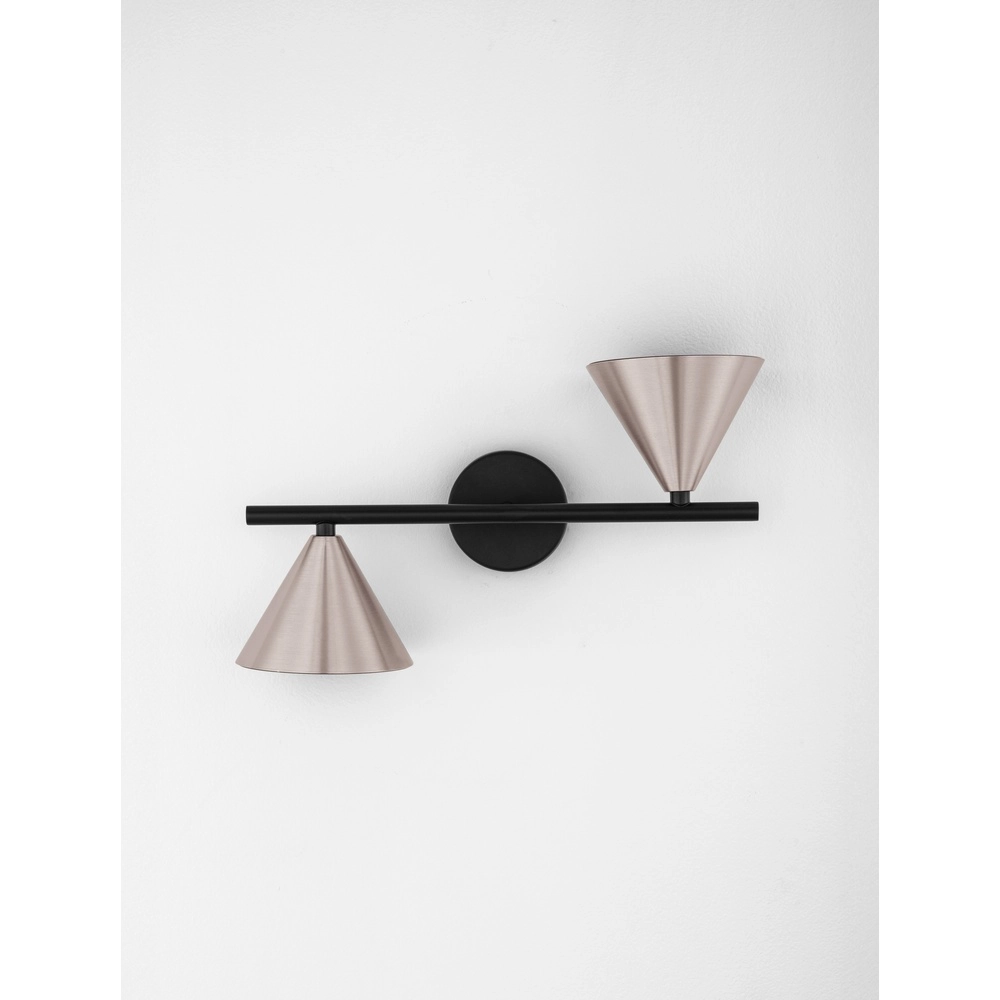 Wandlamp Conico dubbel zwart met koffiebruin Lyora 5212017475404