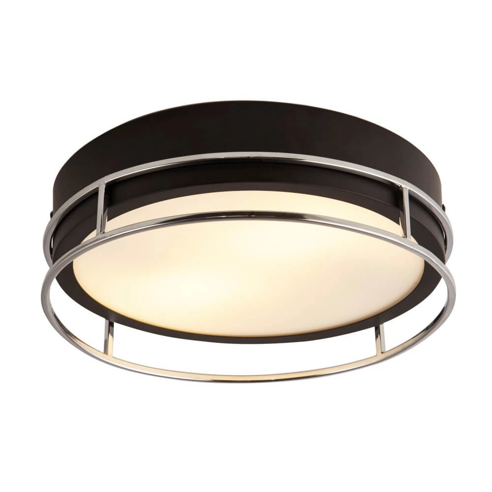 Design plafondlamp Pheonix Ø 30cm zwart met zilver Searchlight 5053423251004