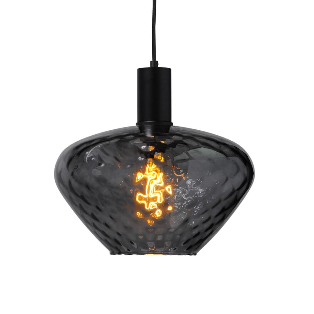 3-lichts hanglamp - zwart - Porto met Blossom clear glazen Masterlight 8718121269528