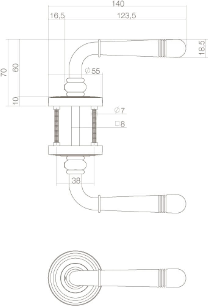 Deurklink Helena op rozet messing Intersteel 8714186392683