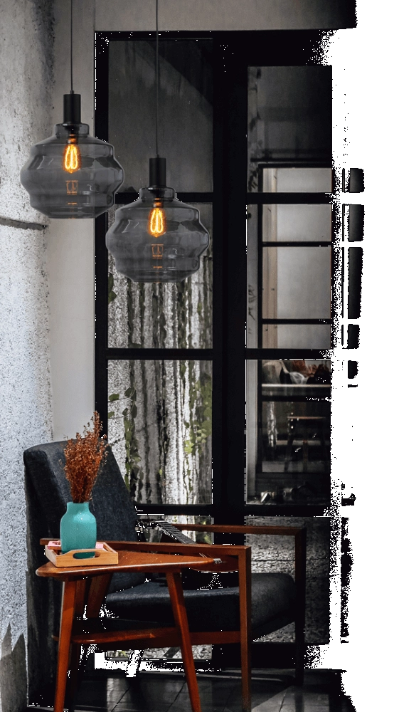 Hanglamp zwart Porto met Ball smoke glas - Ø 30cm Masterlight 8718121269290