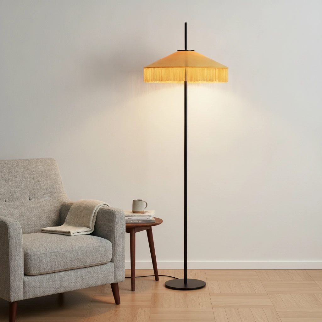 Tiffany vloerlamp Velvy geel