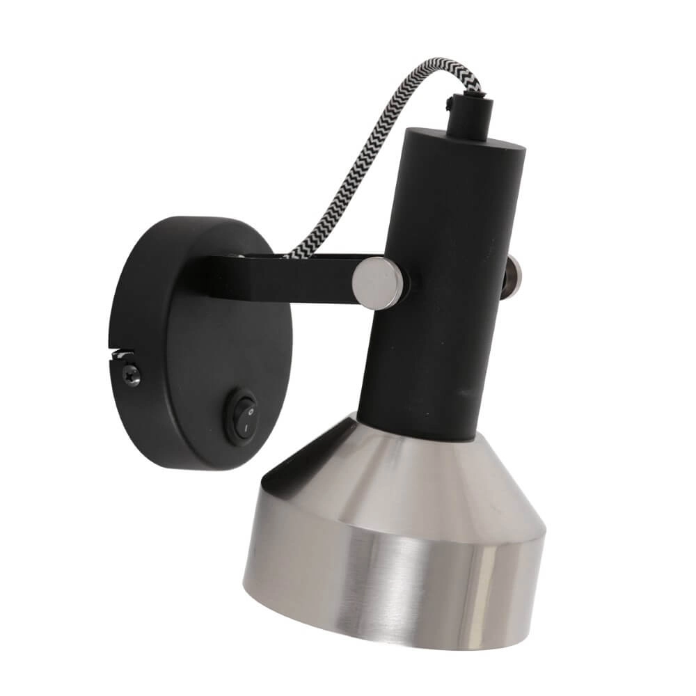 Zwart met RVS wandlamp Acier Steinhauer 8712746151442