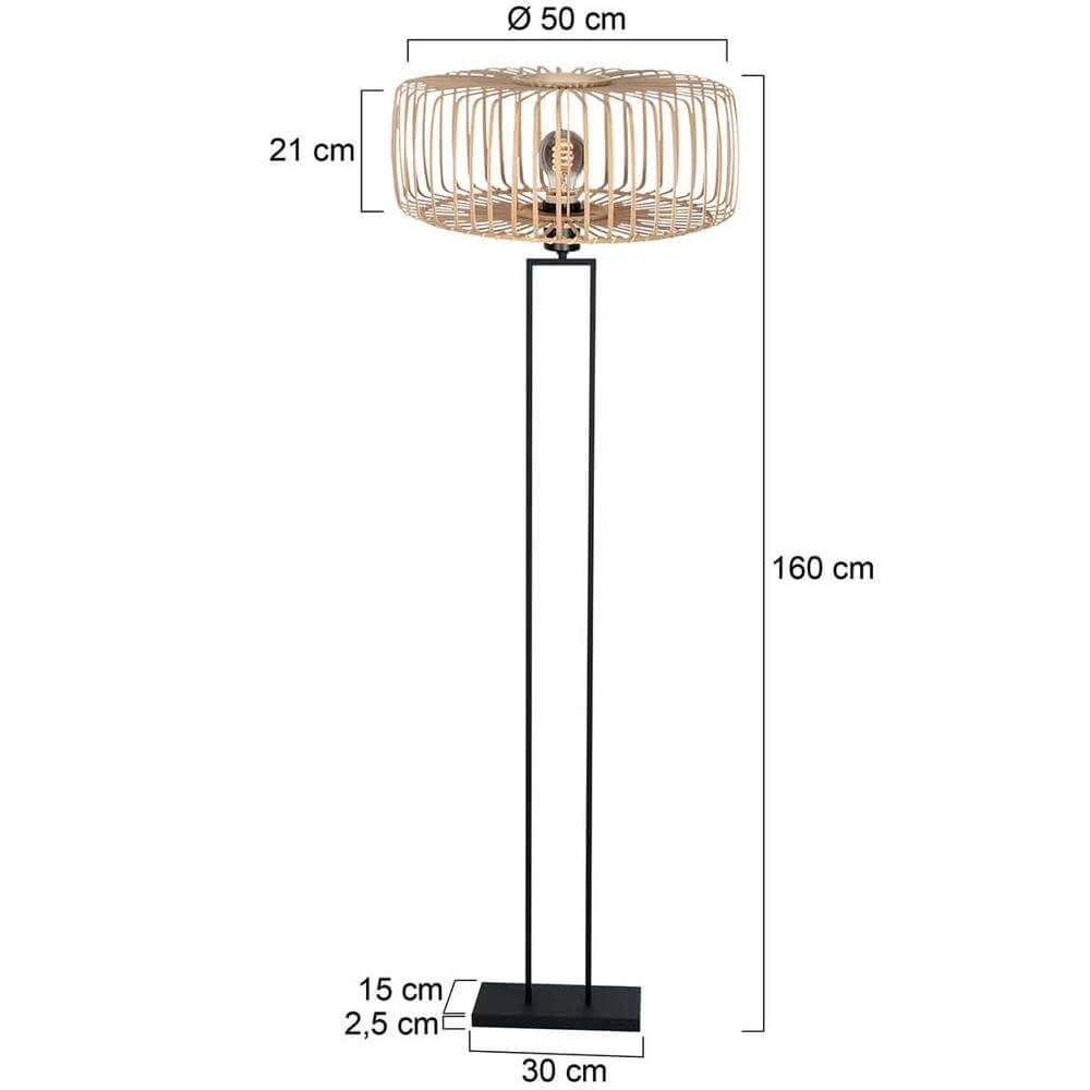 Vloerlamp Stang zwart met bamboe Steinhauer 8712746176896