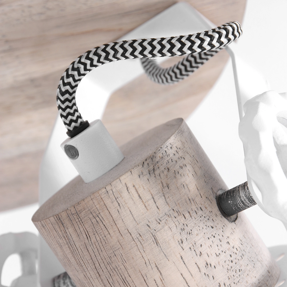 Industriële plafondlamp Gearwood 3-lichts wit met hout Steinhauer 8712746135428