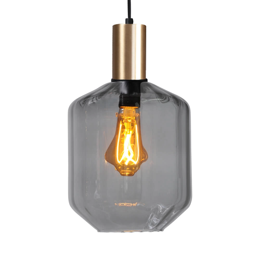 Hanglamp goud Porto met Jagger smoke glas - Ø 19cm
