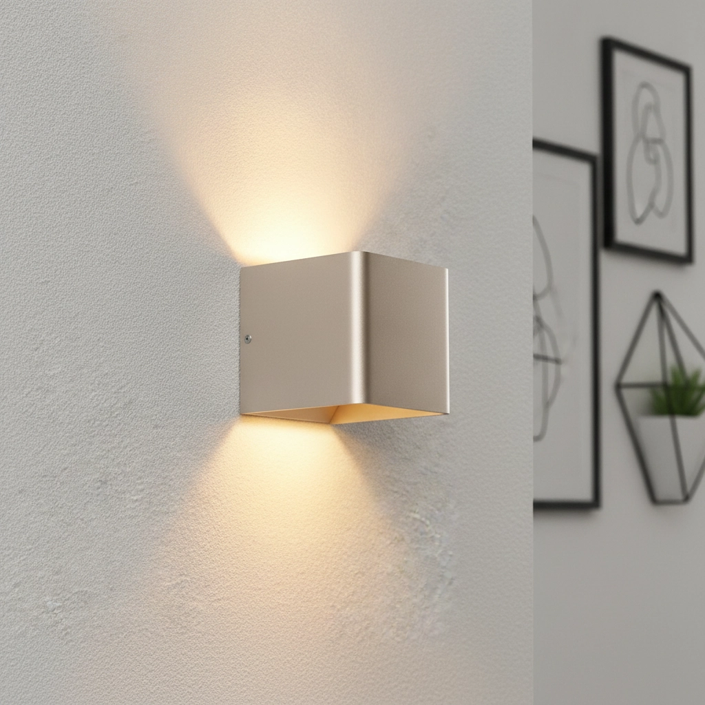 Vierkante wandlamp Fulda champagne