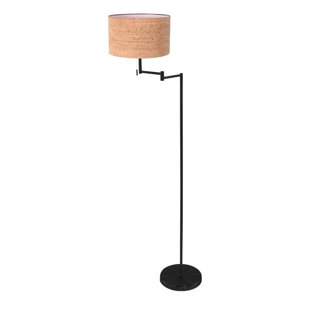 Zwarte vloerlamp Bella met kurk kap Ø30cm Steinhauer 8712746180657