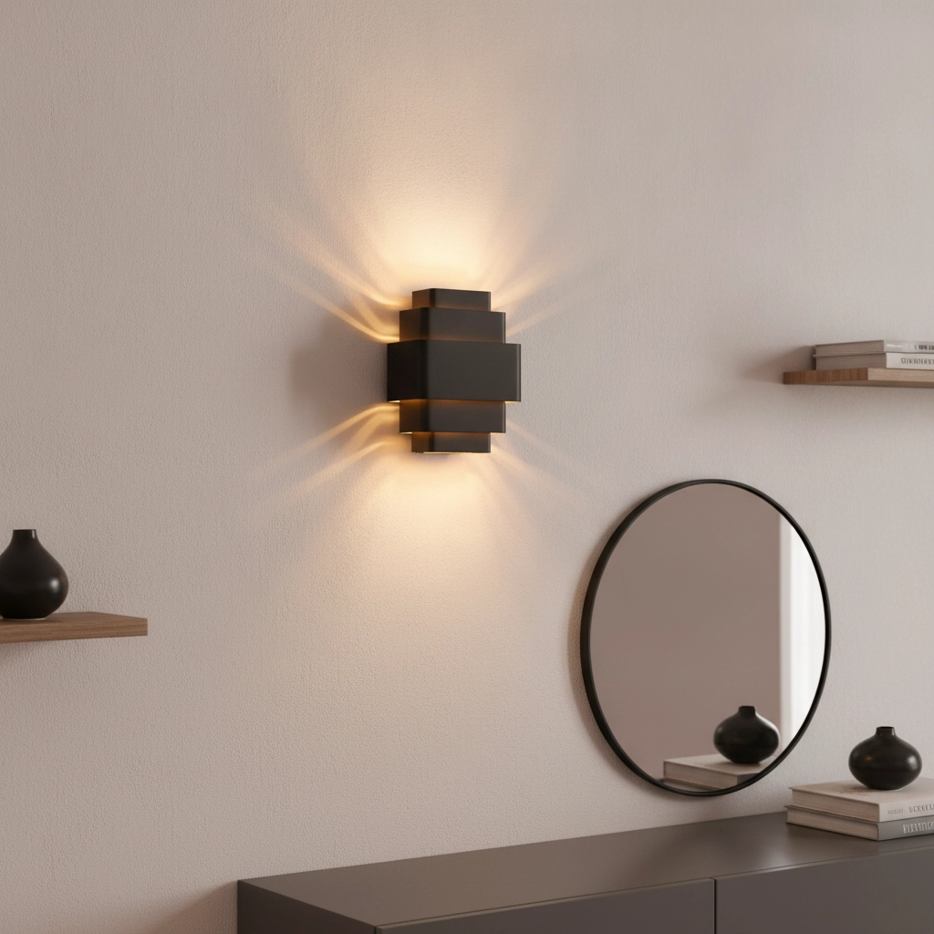 Design wandlamp Layers zwart met gouden binnenkant