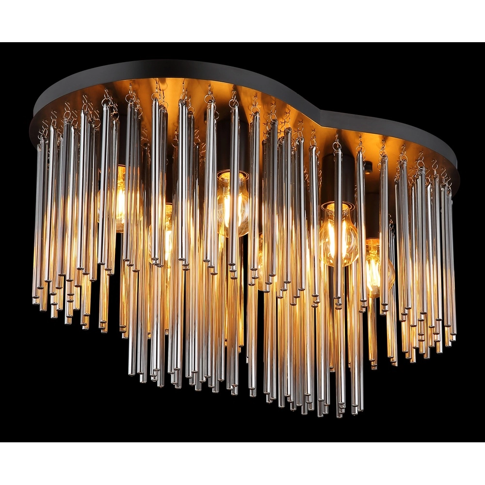 Plafondlamp Gorley zwart met glas staafjes Globo 9007371528622