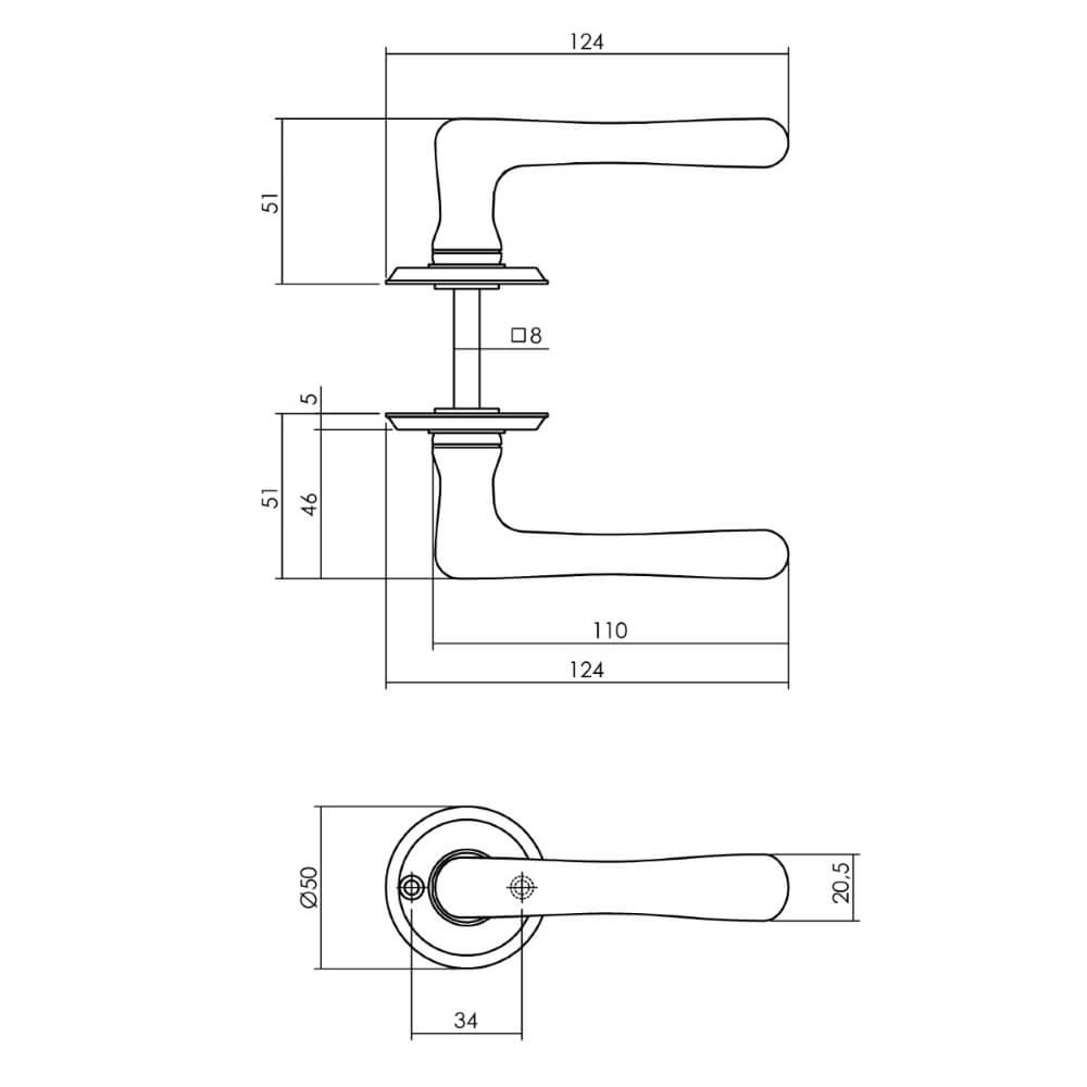 Deurklink Trento rond rozet zwart Intersteel 8714186556672