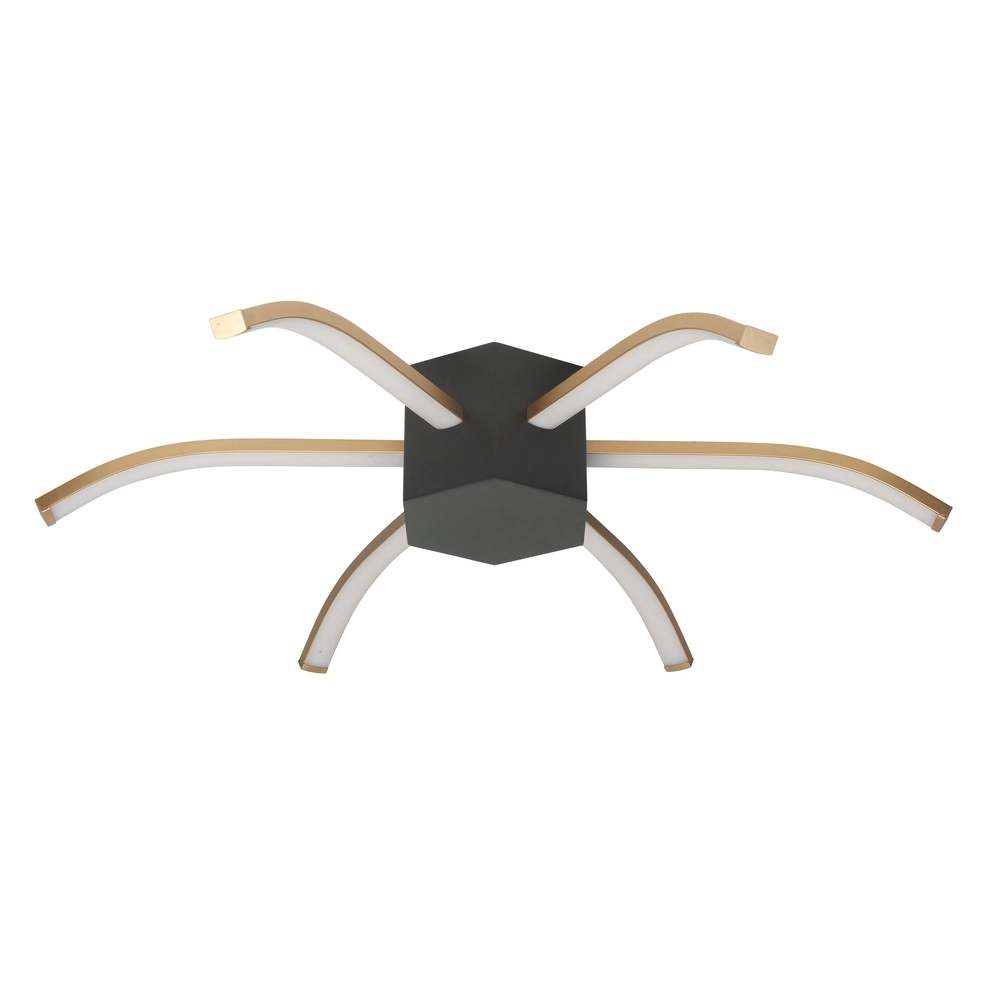 Design plafondlamp Spider zwart met goud Ø 60cm
