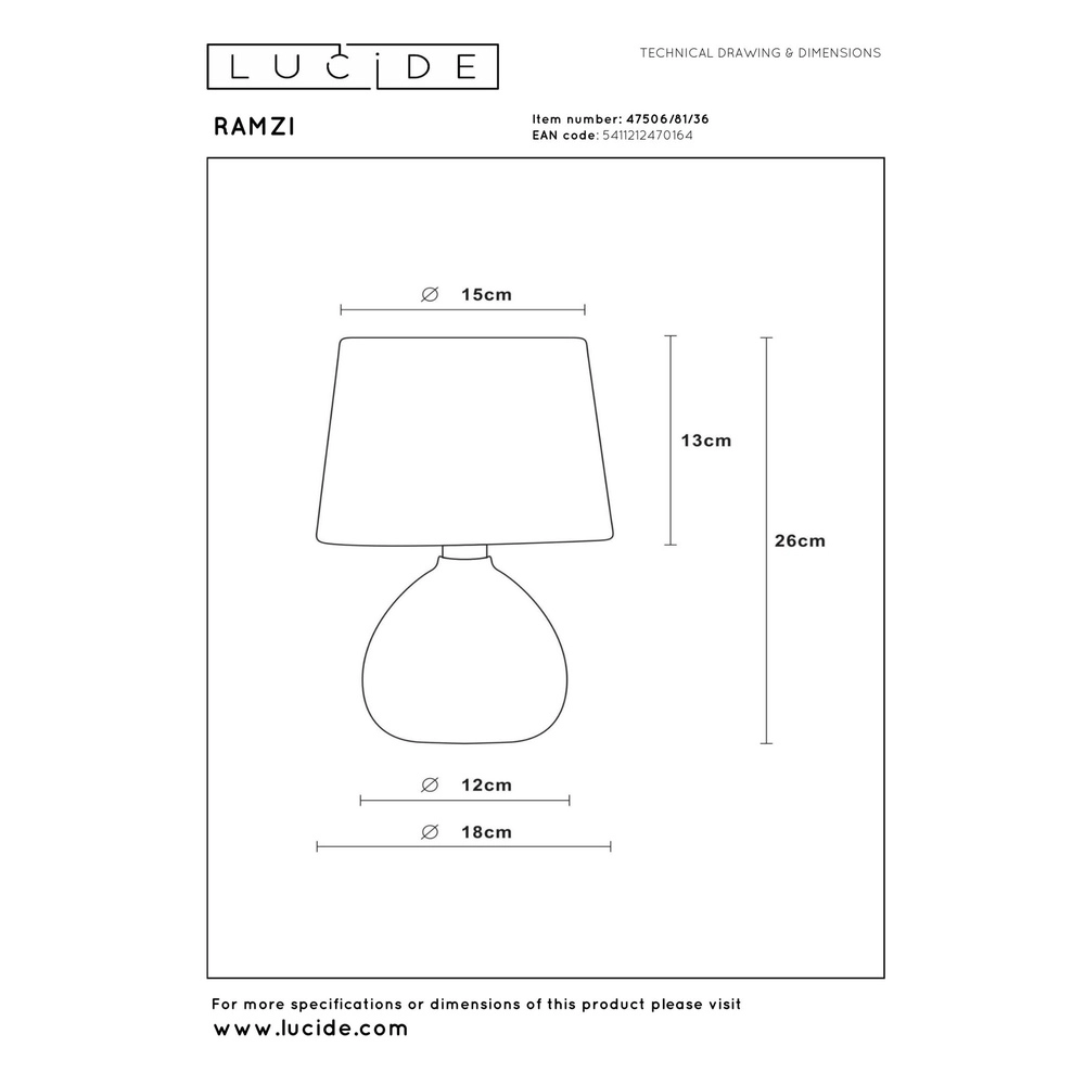 Schemerlamp Ramzi grijs Lucide 5411212470164