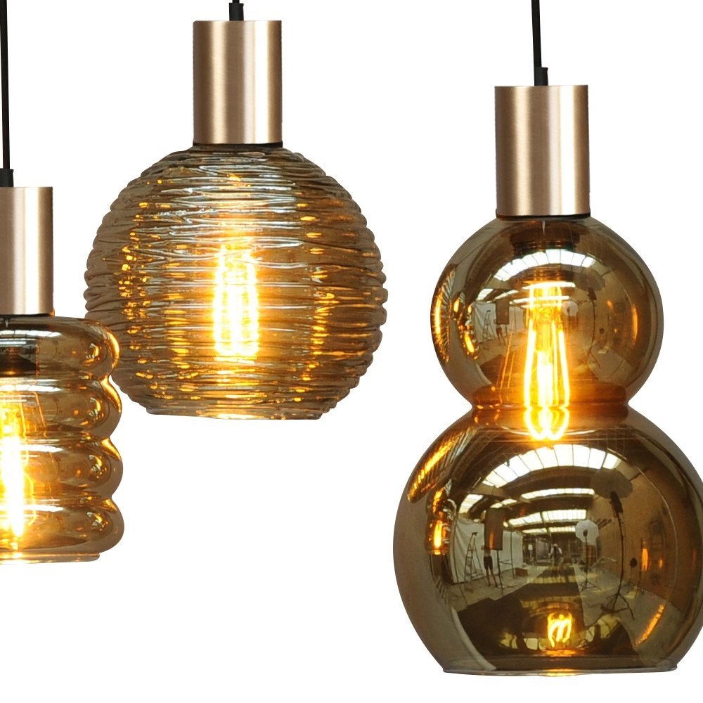 Zwarte hanglamp met goud Bounty 8-lichts curiosa glas Masterlight 8718121256009