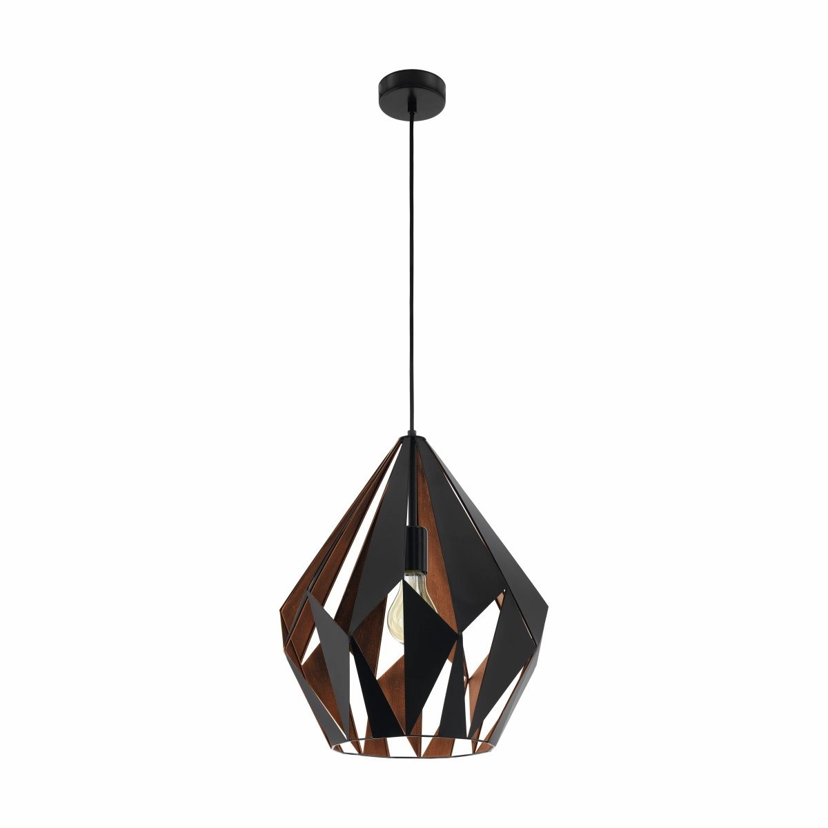 Hanglamp Carlton 1 38cm zwart met roodkoper Hanglamp Carlton 1 38cm zwart met roodkoper