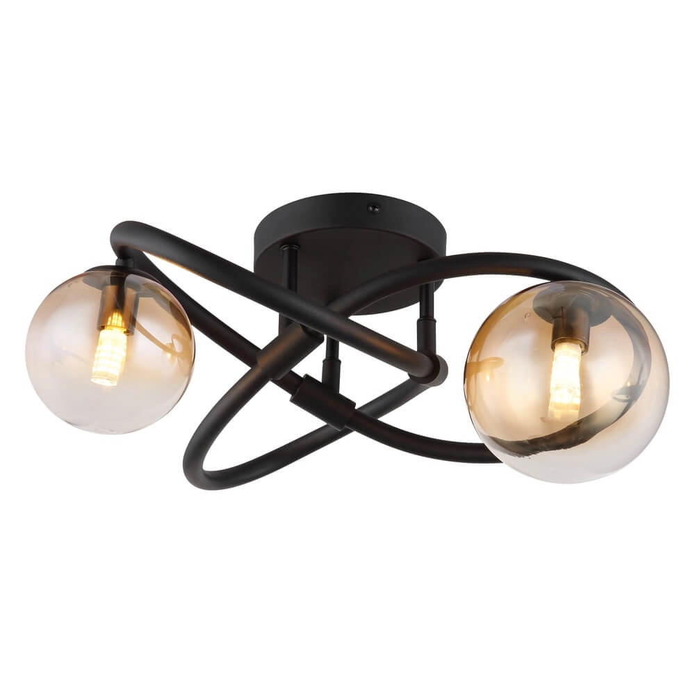 Zwarte plafondlamp Tuberius design 2-lichts