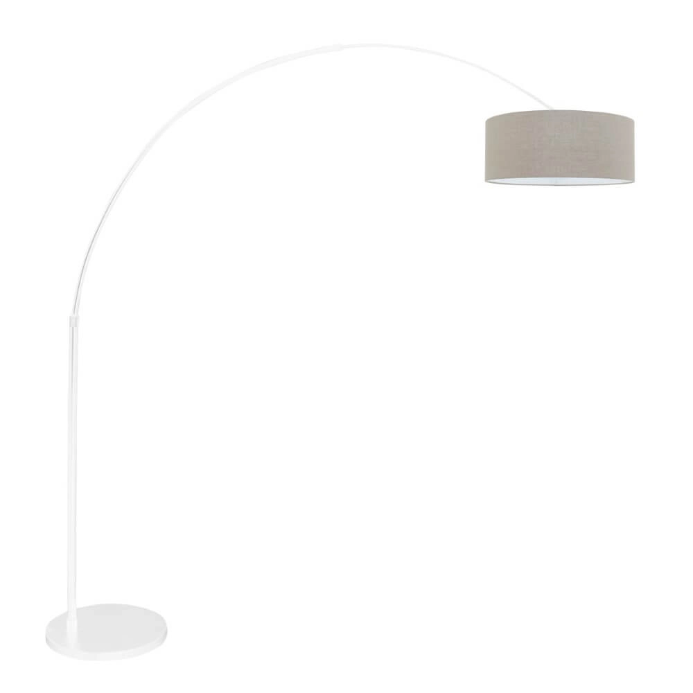 Witte booglamp Sparkled met taupe kap Witte booglamp Sparkled met taupe kap