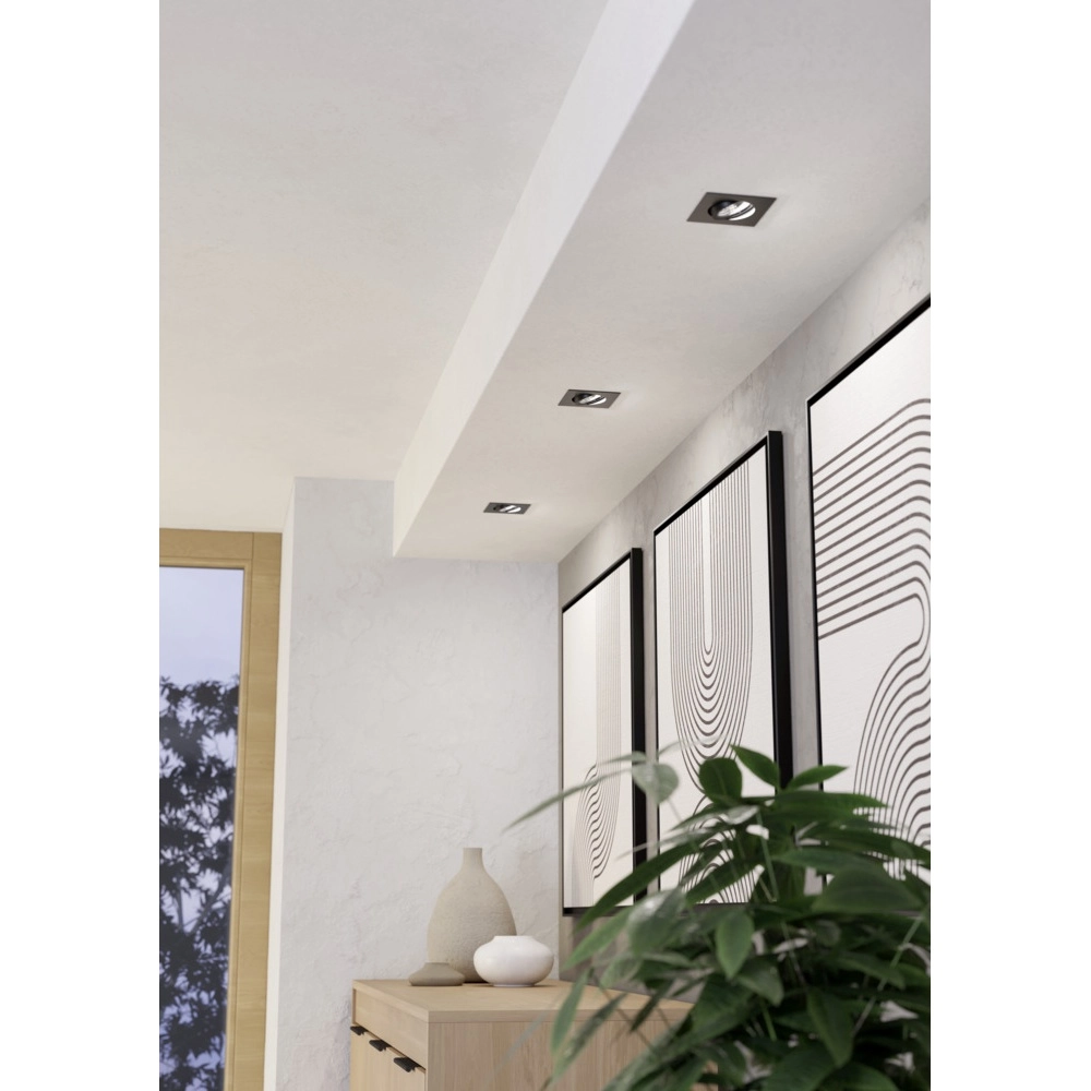 Set van 3 inbouwspots Saliceto vierkant zwart 6,4W Eglo 9008606358946