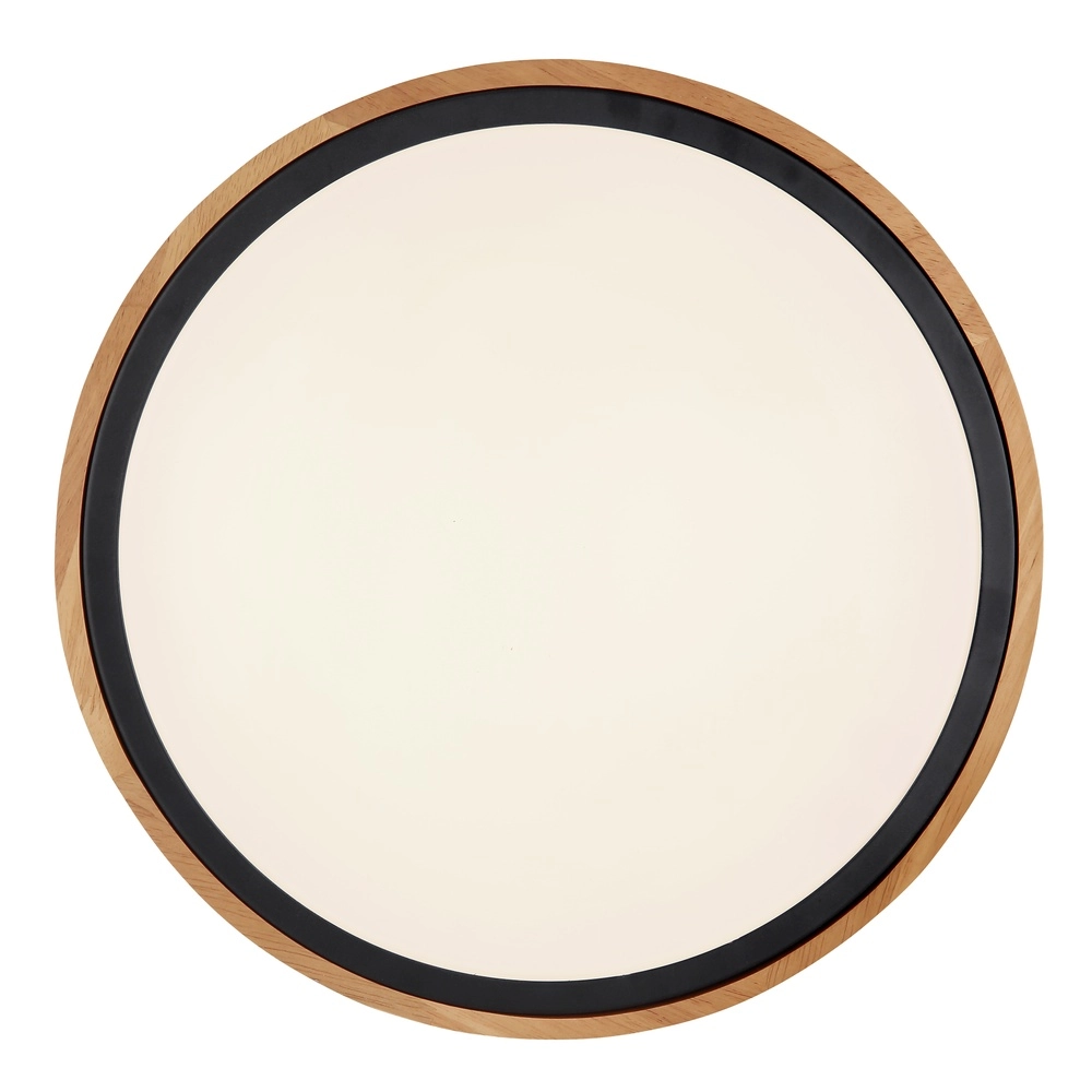 Plafondlamp Bruno Ø 30,7cm zwart met hout Globo 9007371430468