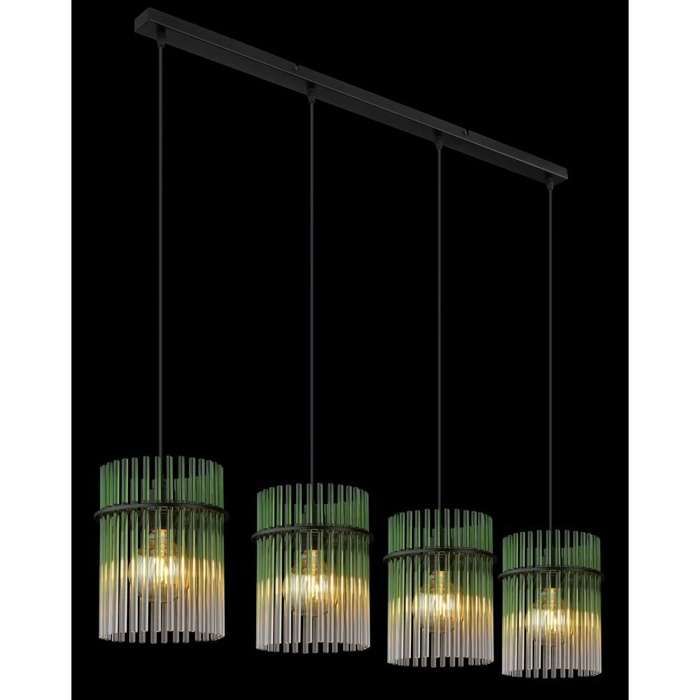 Zwarte hanglamp Gorley met groen glas 4-lichts Globo 9007371465989