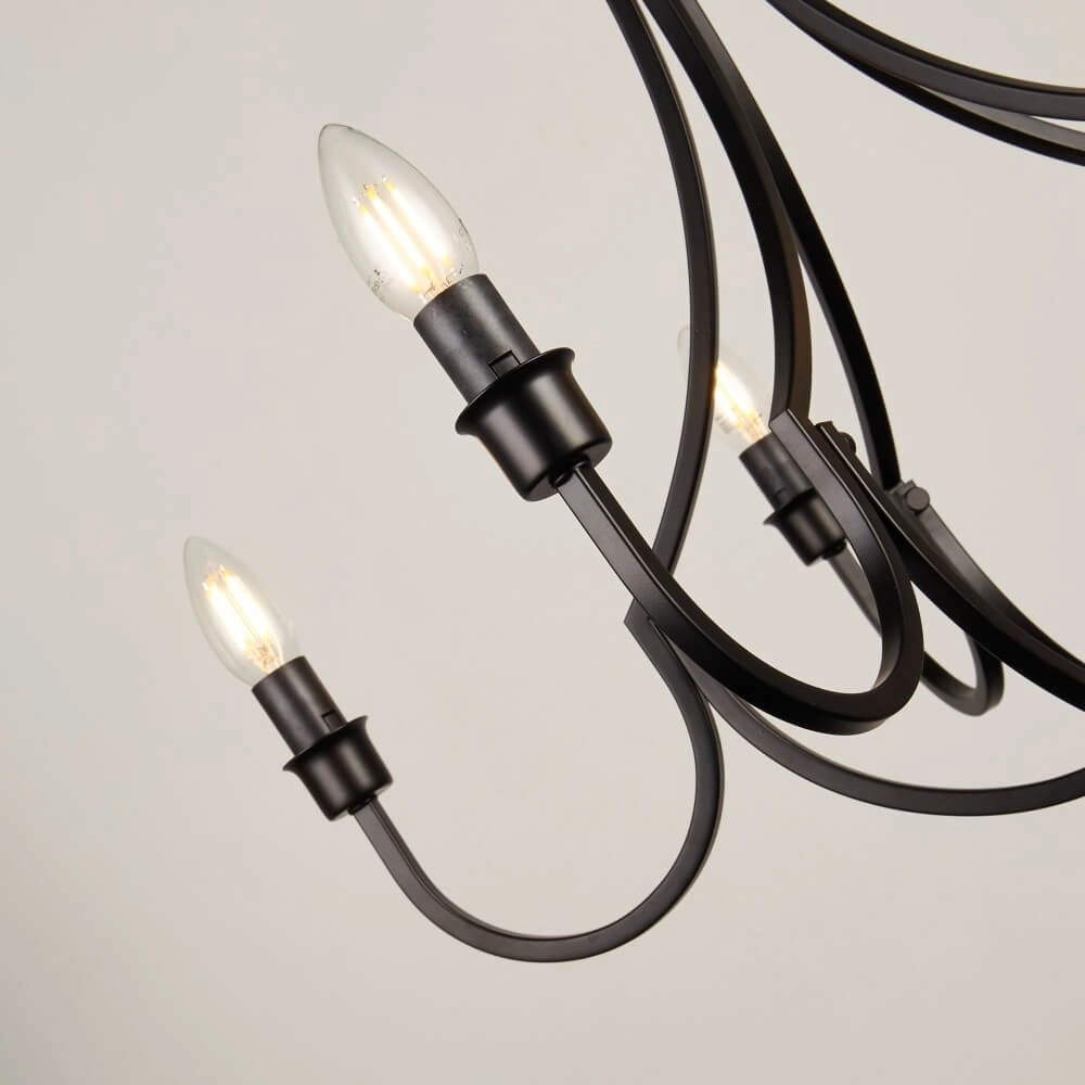 Klassieke hanglamp Lodge 5-lichts zwart Searchlight 5053423242200
