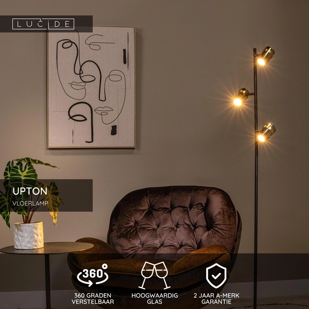 Vloerlamp Upton 3-lichts Lucide 5411212570055