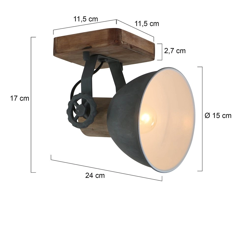Opbouwspot Gearwood vintage grijsblauw met houtbruin Steinhauer 8712746122718