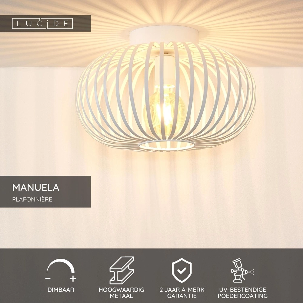 Plafondlamp Manuela Ø 39,5cm wit Lucide 5411212782359