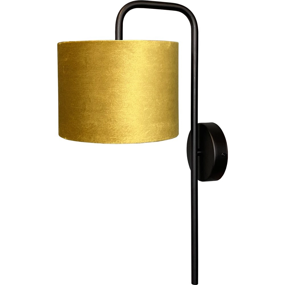 Zwarte wandlamp Venus met goudkleurige lampenkap