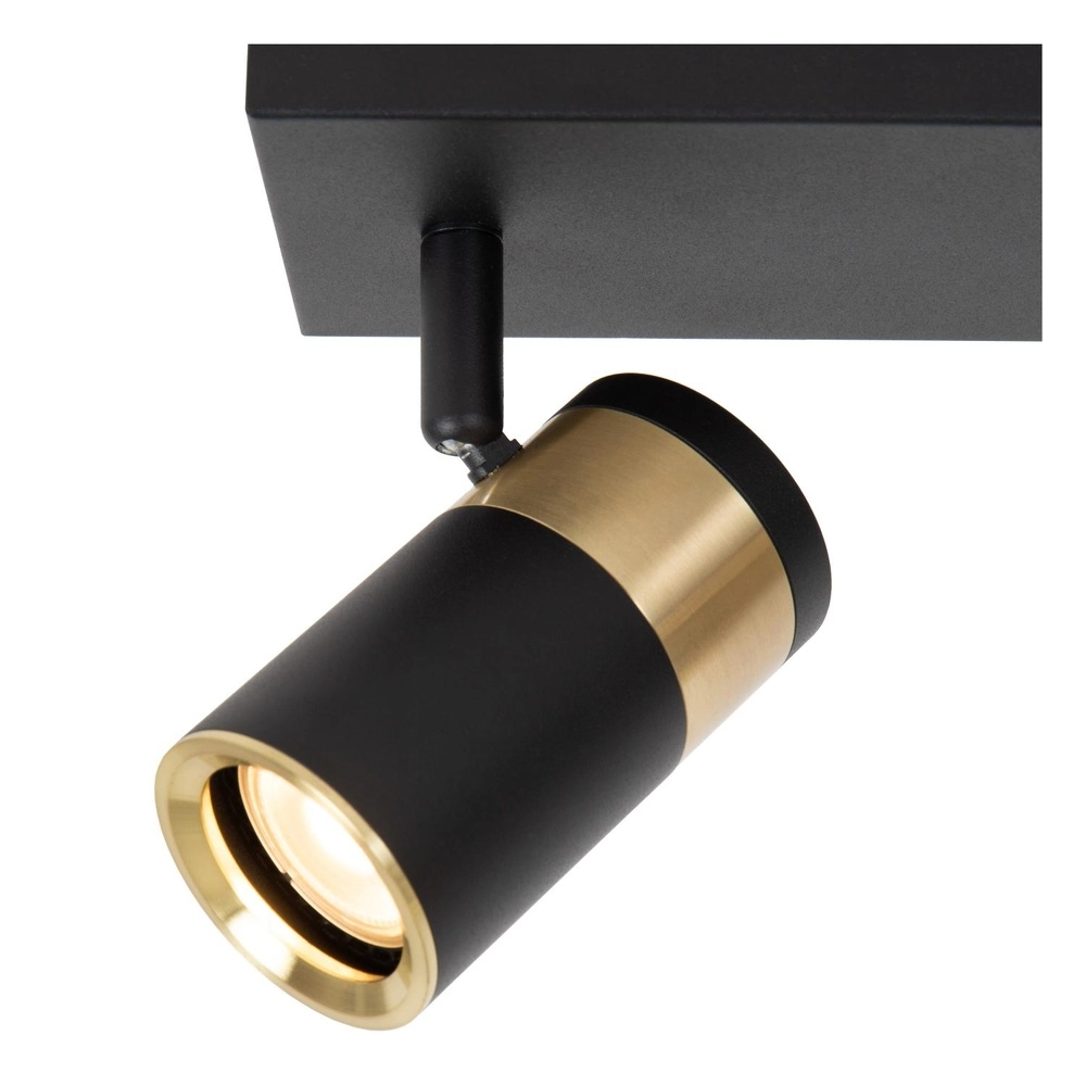 Plafondlamp Gorik 2-lichts zwart met goud Lucide 5411212530981