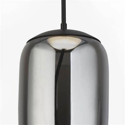 Hanglamp Glas Lisbon zwart met smoke cilinderglas Searchlight 5053423190341