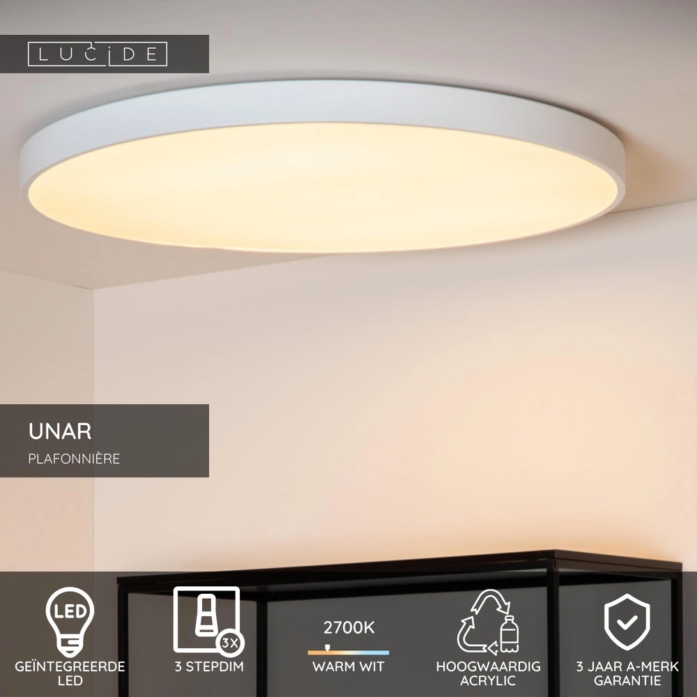 Plafonniere Unar Ø 80cm - 2700K - wit Lucide 5411212792068