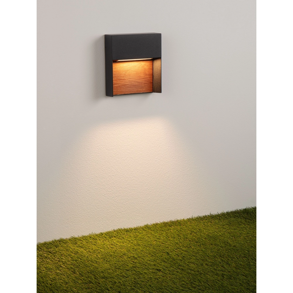 Design wandlamp Noray zwart met hout - 2700K Lyora 5212063504295