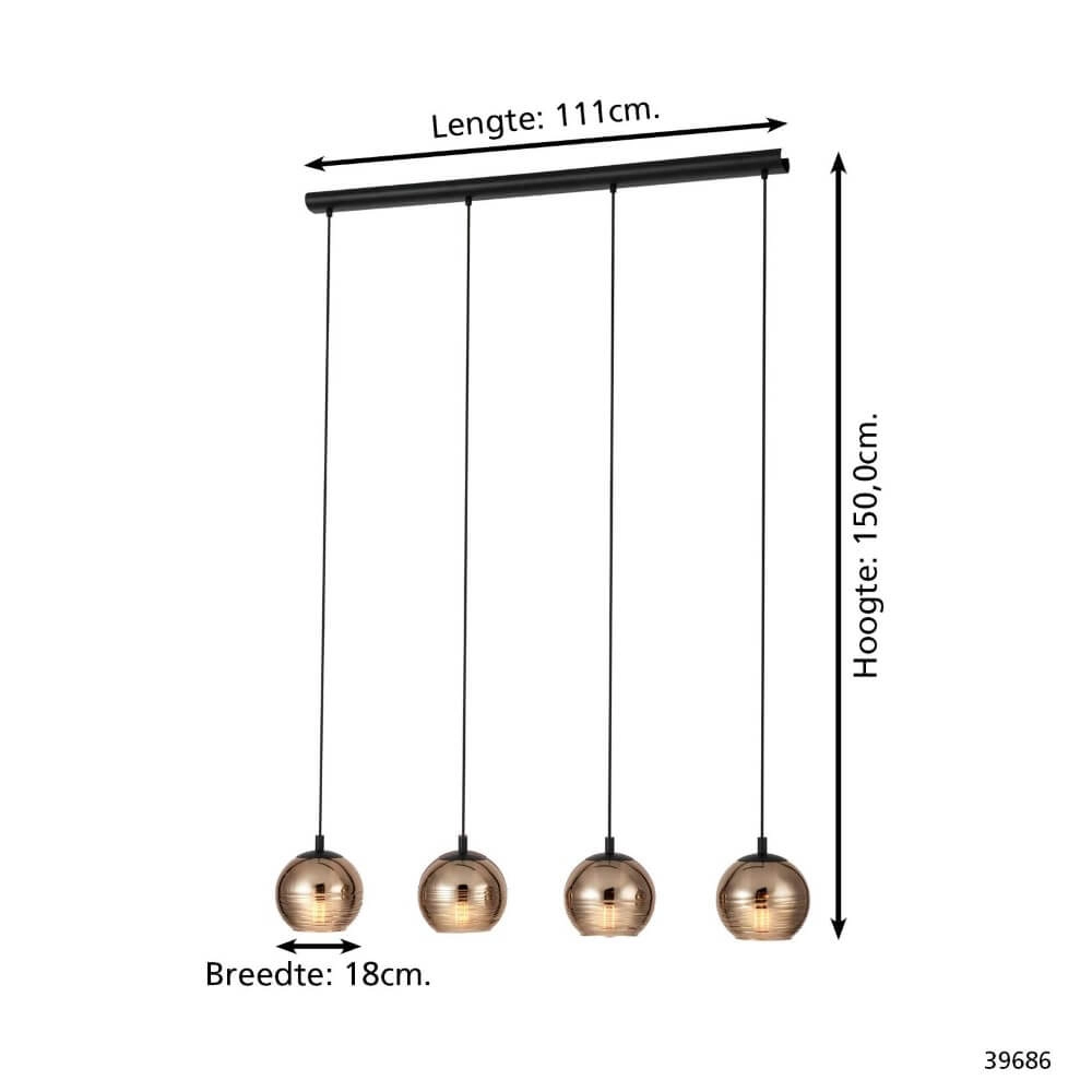 Hanglamp 4-lichts Lemorieta zwart Stars of Light 9002759396862