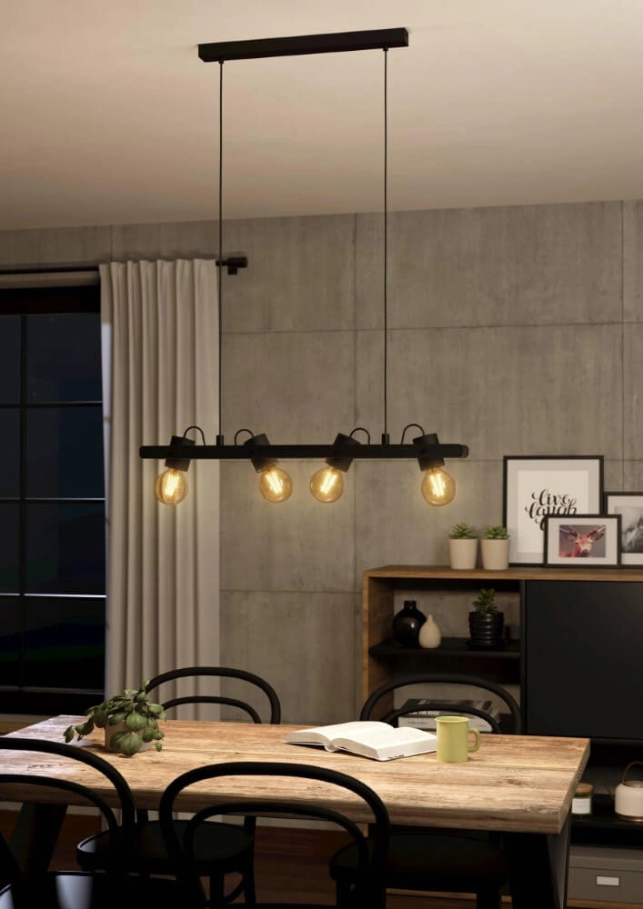 4-lichts hanglamp Plimsoll zwart Eglo 9002759438487