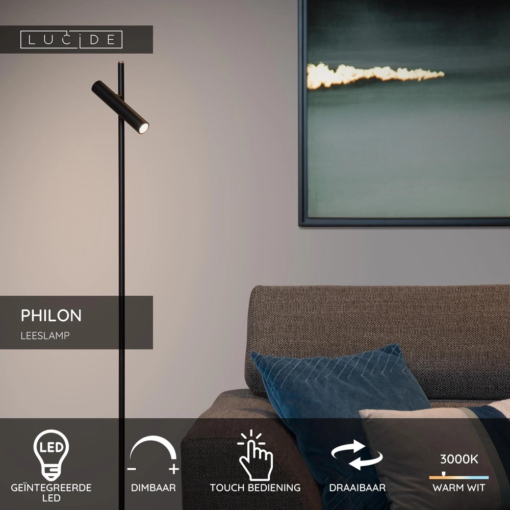 Leeslamp Philon zwart Lucide 5411212791696