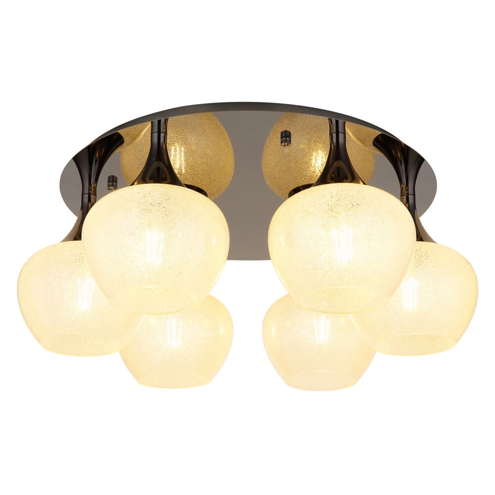 Antraciet plafondlamp Maxy met wit glas 6-lichts Ø 65cm Antraciet plafondlamp Maxy met wit glas 6-lichts Ø 65cm