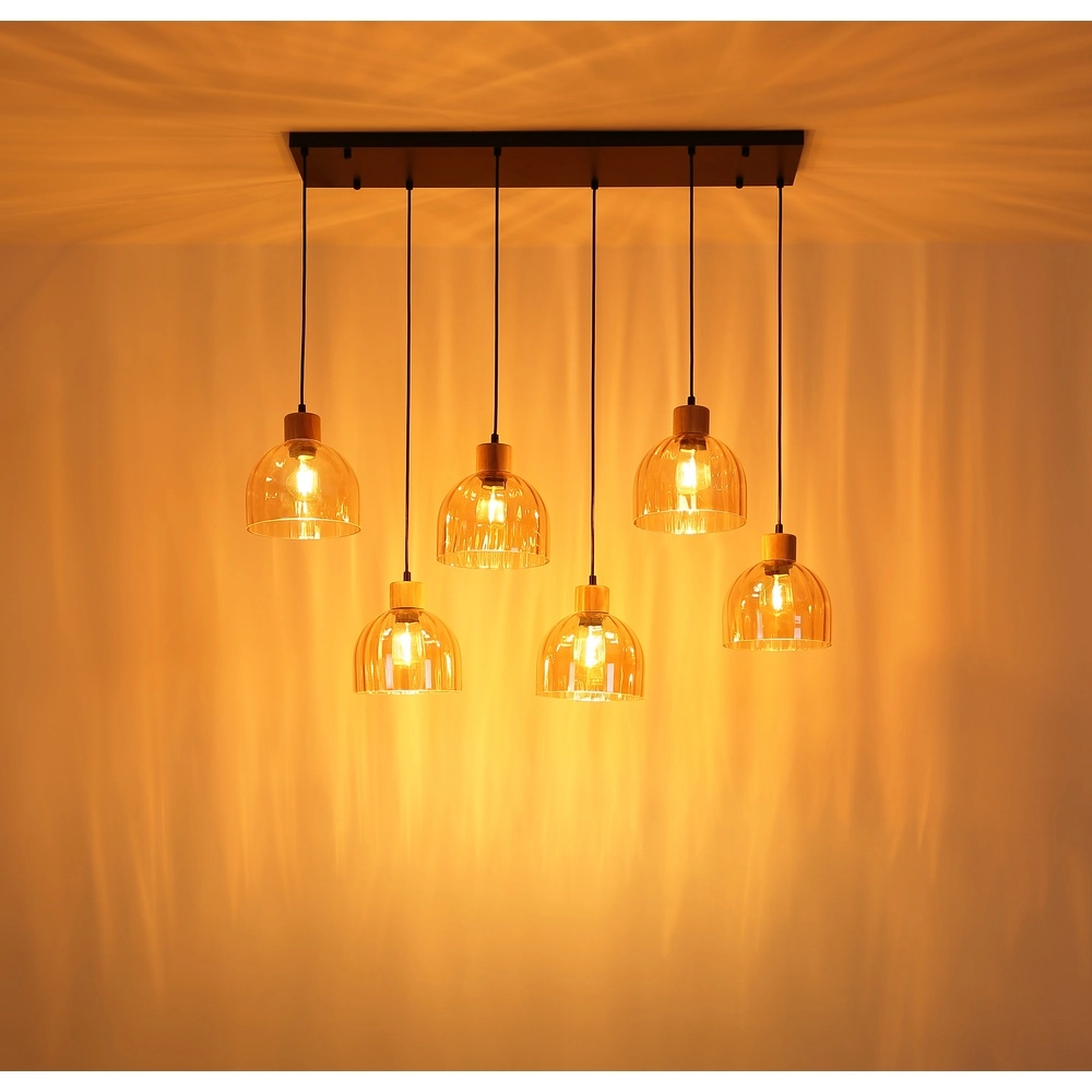 6-lichts hanglamp Swanson zwart Globo 9007371586653