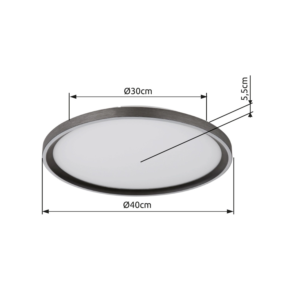 Strakke plafonniere Dublin Ø 40cm grijs Globo 9007371447084