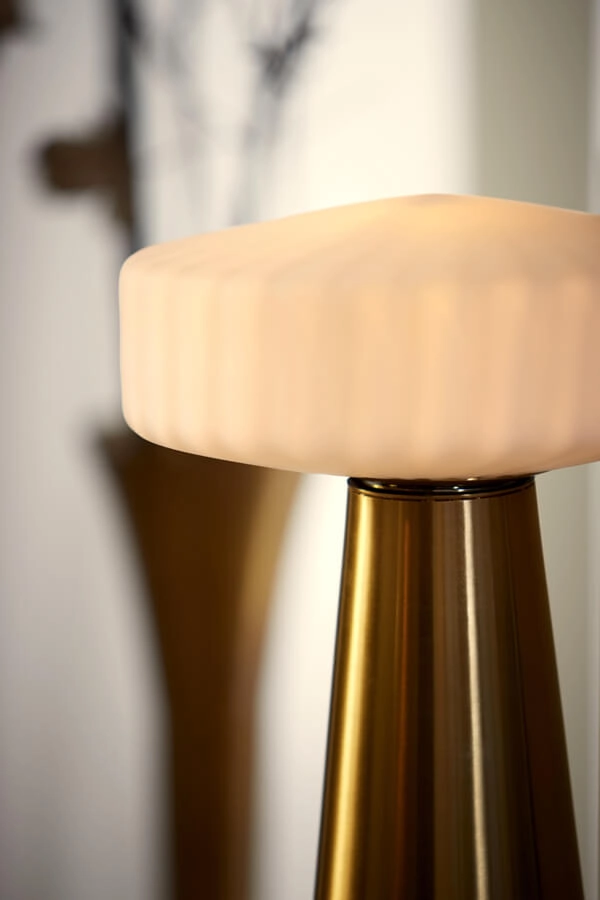 Tafellamp Pleat goud met wit Ø 30cm
