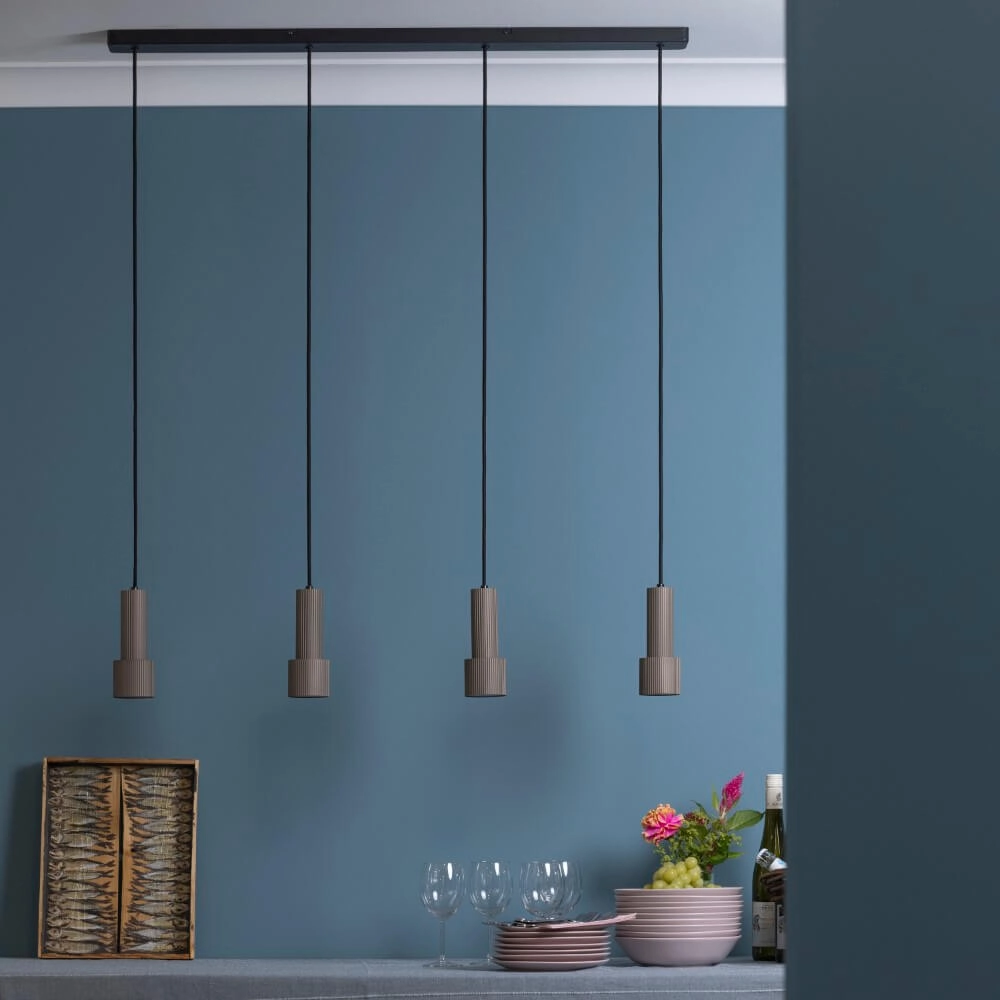 Hanglamp recht Cadiz 4-lichts zwart met brons Brilliant 4004353446948