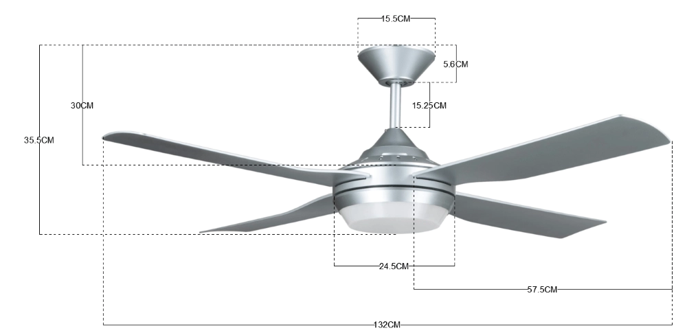 Grijze plafondventilator Moonah Ø 132cm Beacon 9333509117131