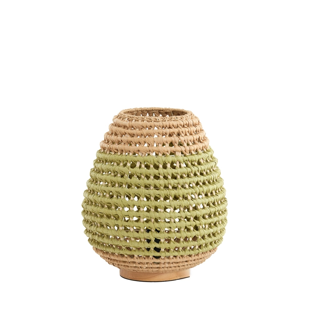 Rotan tafellamp Kalipa Ø 32cm - groen rotan