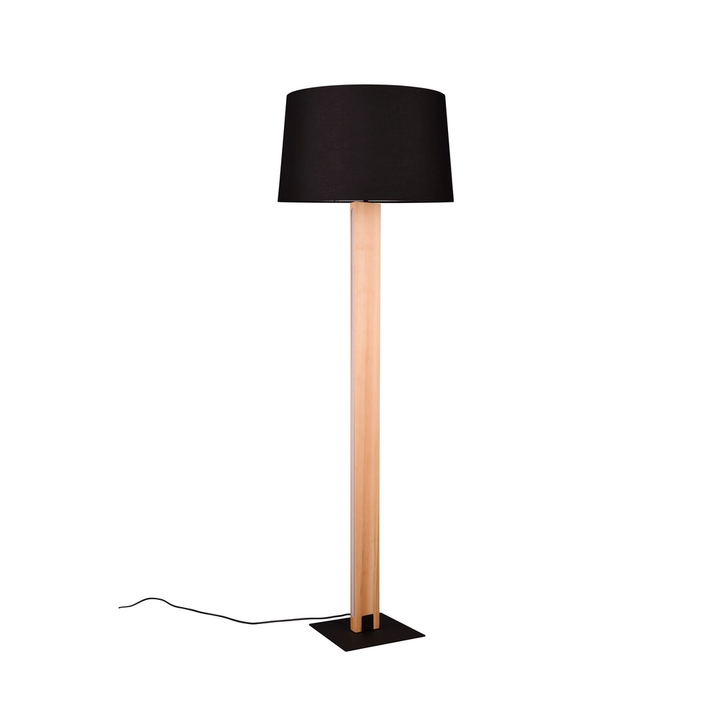 Vloerlamp Rahul design zwart met hout Trio 4017807600476