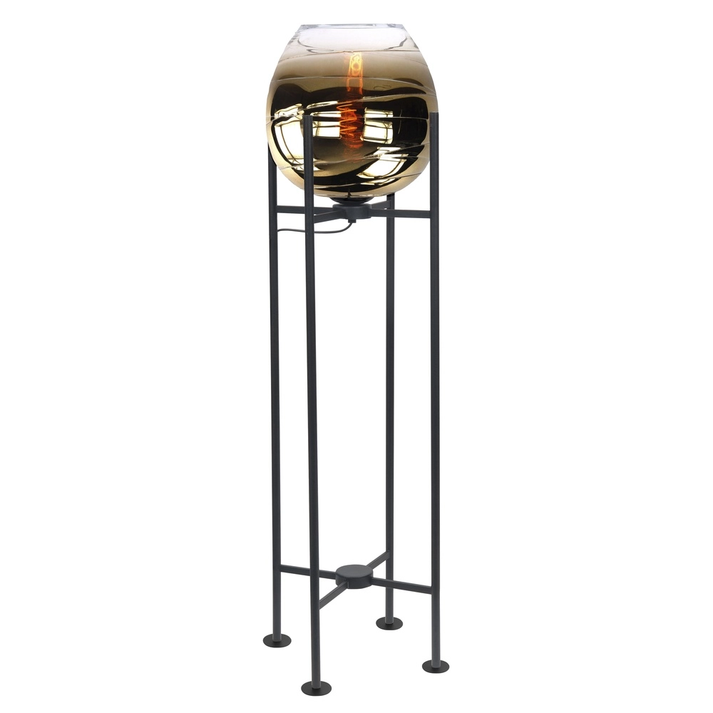 Vloerlamp Fantasy zwart met bruin glas 101cm
