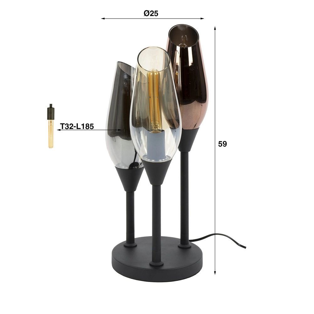 Glazen tafellamp Cocoon 3x E27 - 59cm Lyora 8716803511859