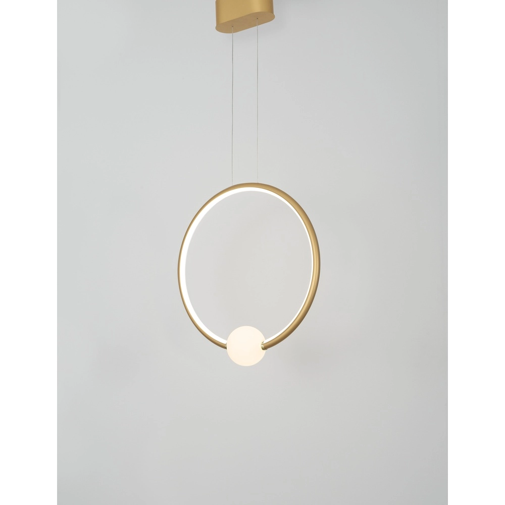 Hanglamp Celia goud met wit rond